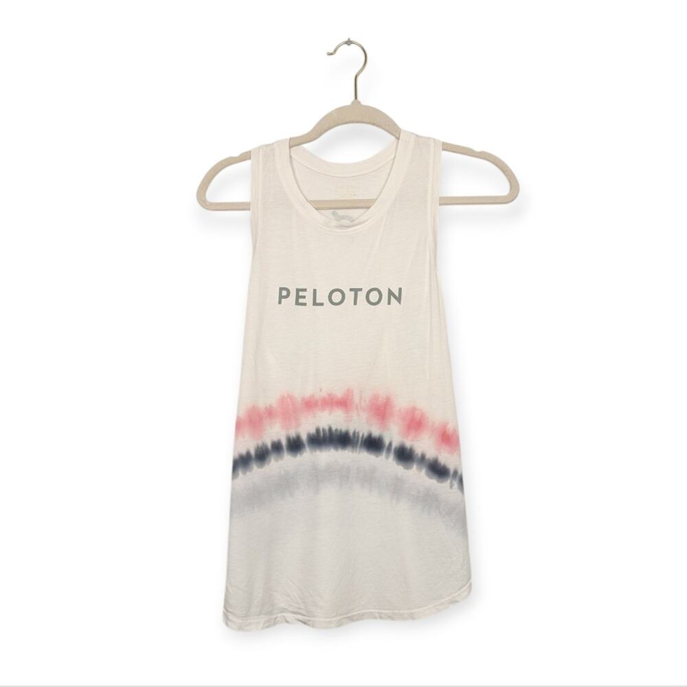 Peloton Women's White Flow Tie Dye Lightweight Tank Top Size M